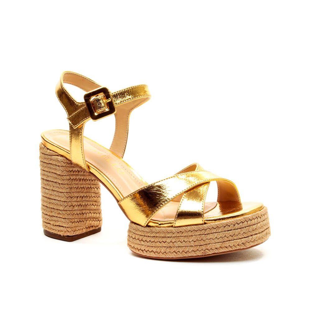 Sandália Couro Ouro Salto Alto Cecconello 2606001-4 Ouro 2