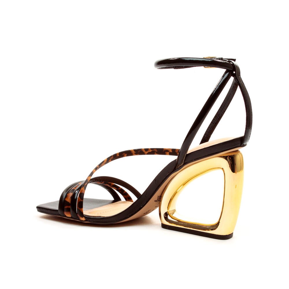 Sandália Preto Salto Alto Vazado Cecconello 2246002-10 Preto/Onça 4