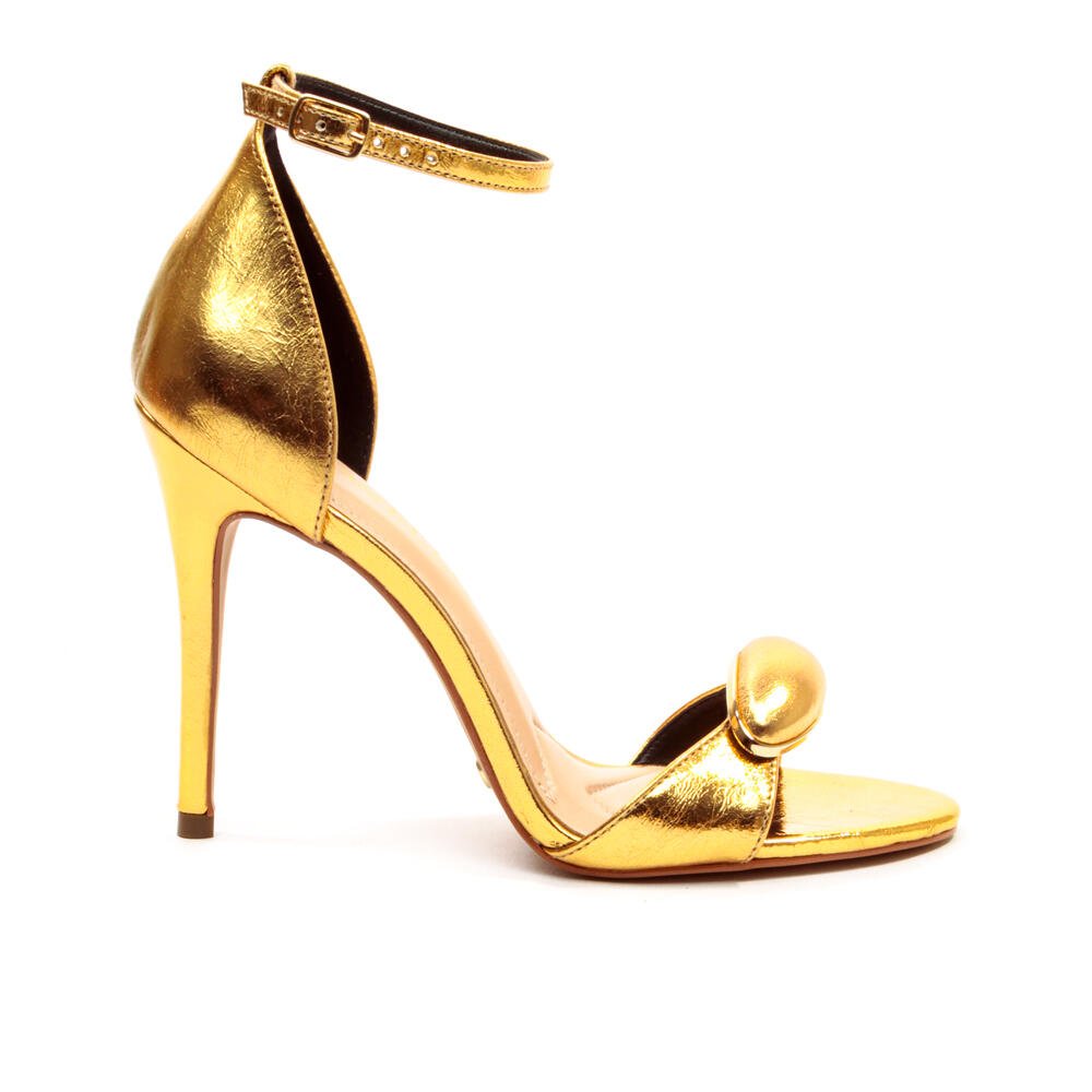 Sandália Couro Ouro Salto Alto Cecconello 2669001-3