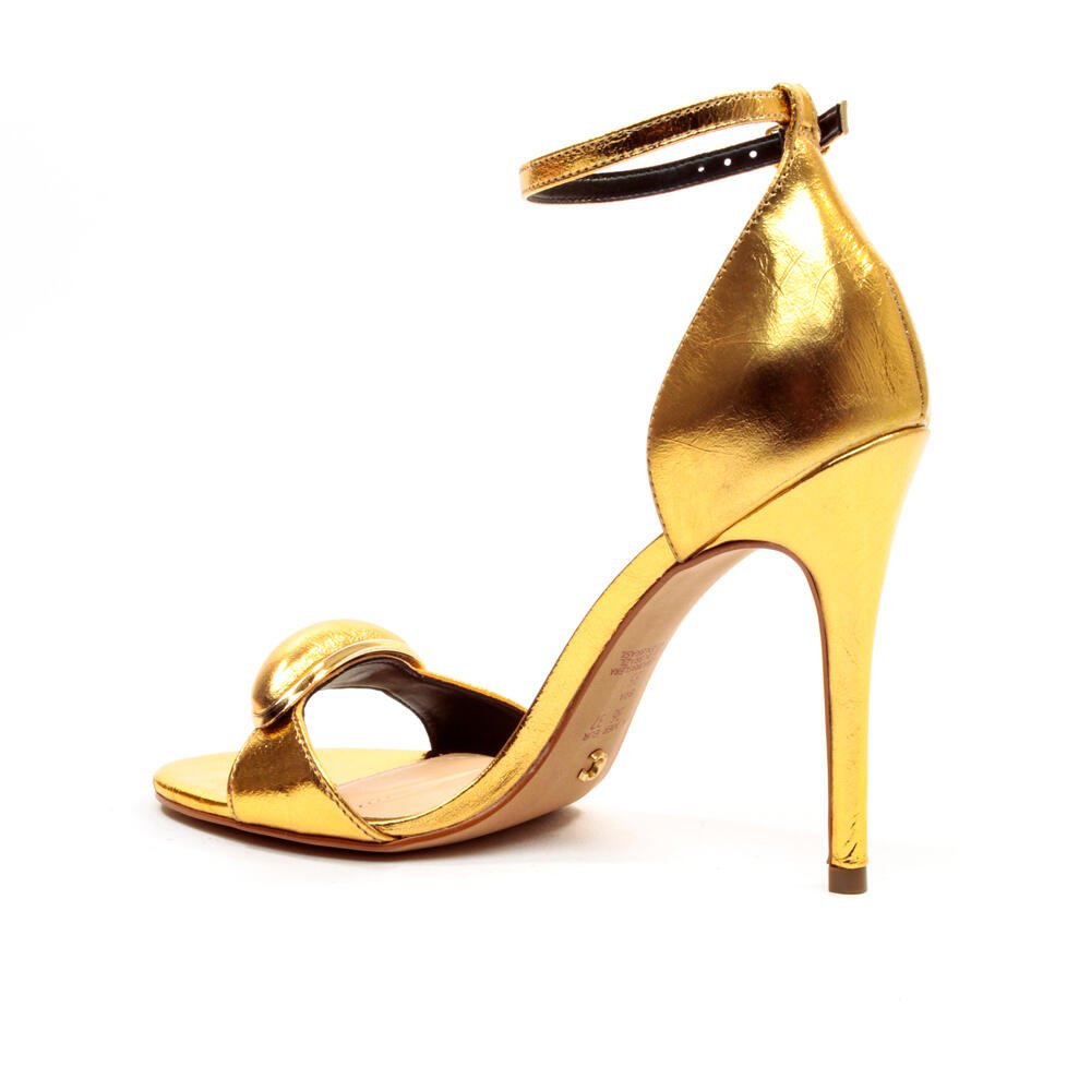 Sandália Couro Ouro Salto Alto Cecconello 2669001-3 Ouro 4