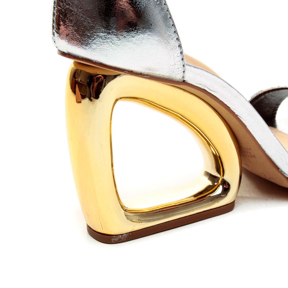 Sandália Couro Prata Salto Alto Cecconello 2192002-33 Prata/Dourado 5