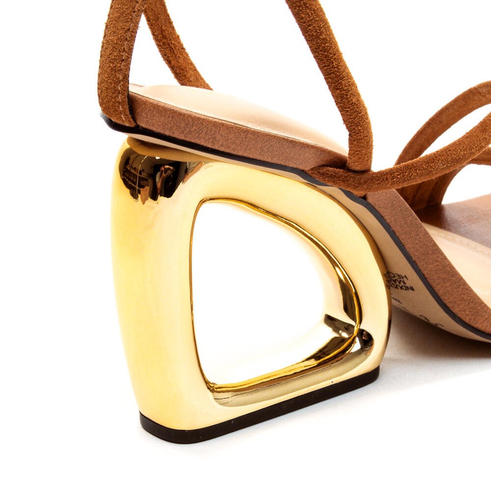 Sandália Marrom Salto Alto Vazado Cecconello 2246002-11 Marrom/Dourado 5