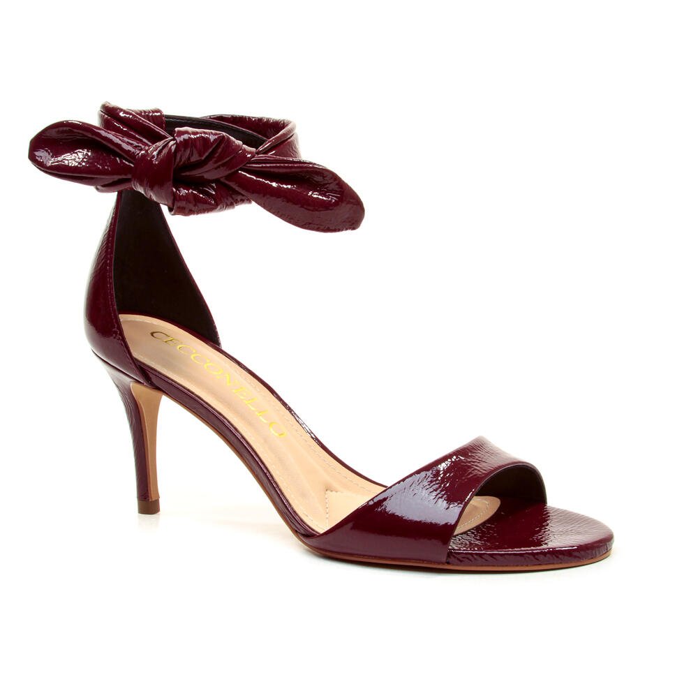 Sandália Couro Bordô Salto Médio Cecconello 2538010-18 Bordô 2