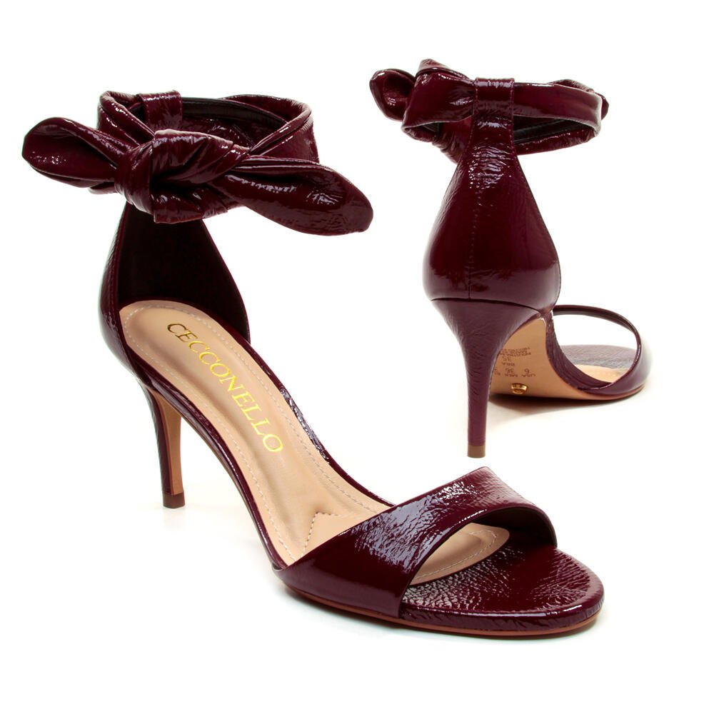 Sandália Couro Bordô Salto Médio Cecconello 2538010-18 Bordô 4