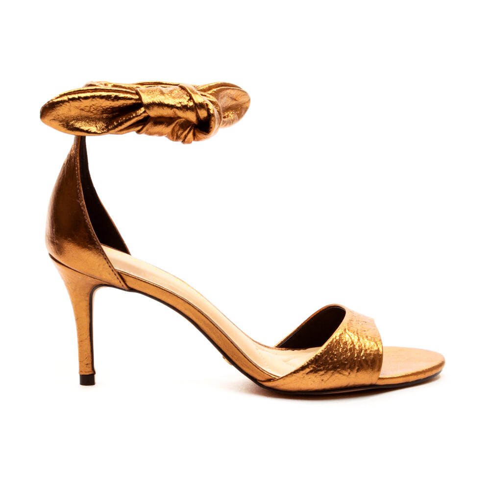 Sandália Couro Bronze Salto Médio Cecconello 2538010-8