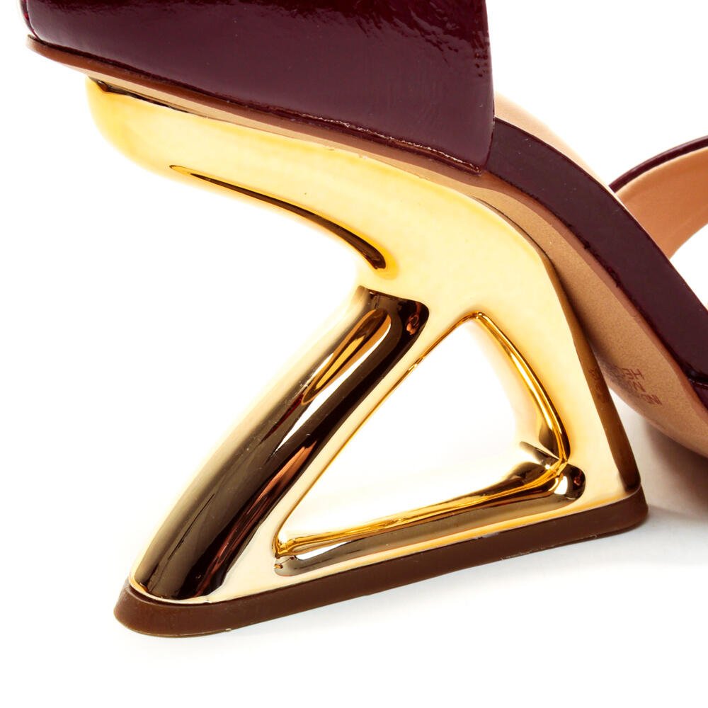 Sandália Couro Bordô Salto Alto Cecconello 2654002-1 Bordô/Dourado 5