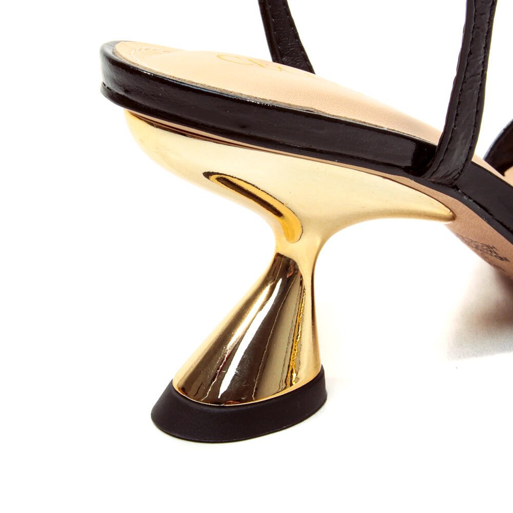 Sandália Couro Preto Salto Médio Cecconello 2656004-5 Preto 5