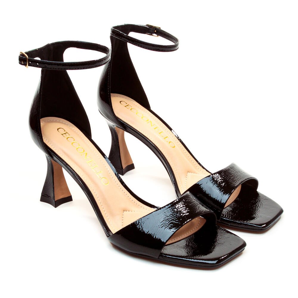 Sandália Couro Preto Salto Médio Cecconello 2694002-1 Preto 5
