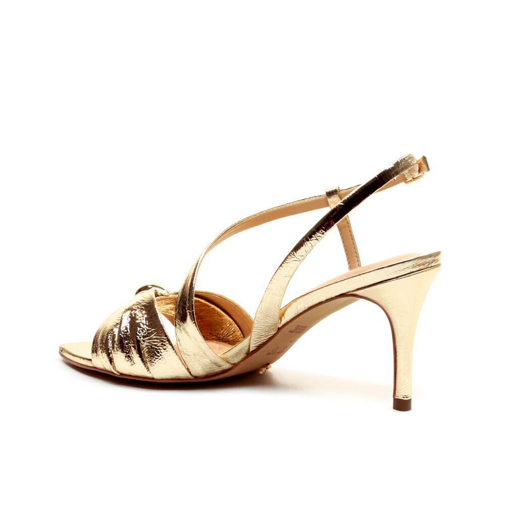 Sandália Couro Ouro Light Salto Médio Cecconello 2695001-1 Ouro Light 4