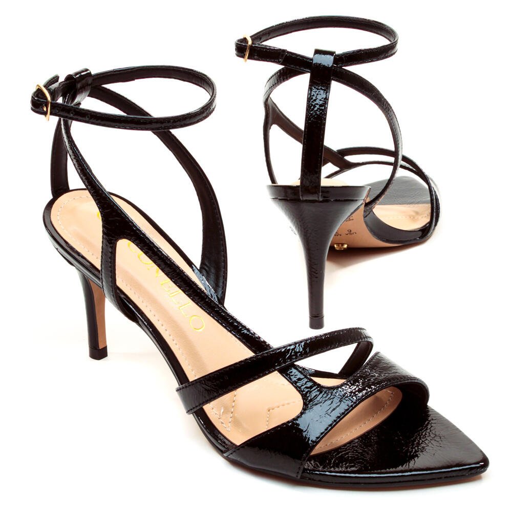 Sandália Couro Preto Salto Médio Cecconello 2695002-3 Preto 5