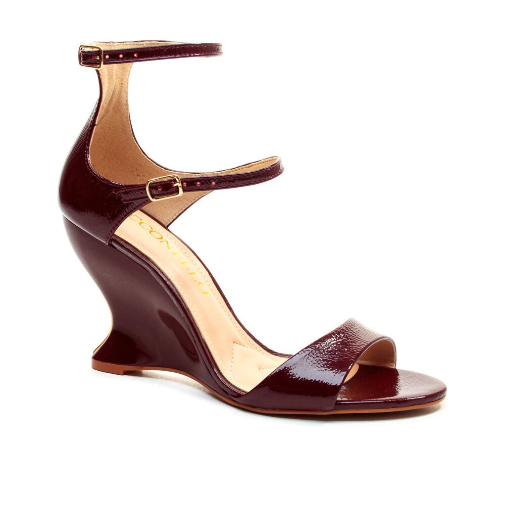 Sandália Couro Bordô Salto Alto Cecconello 2697002-1 Bordô 3
