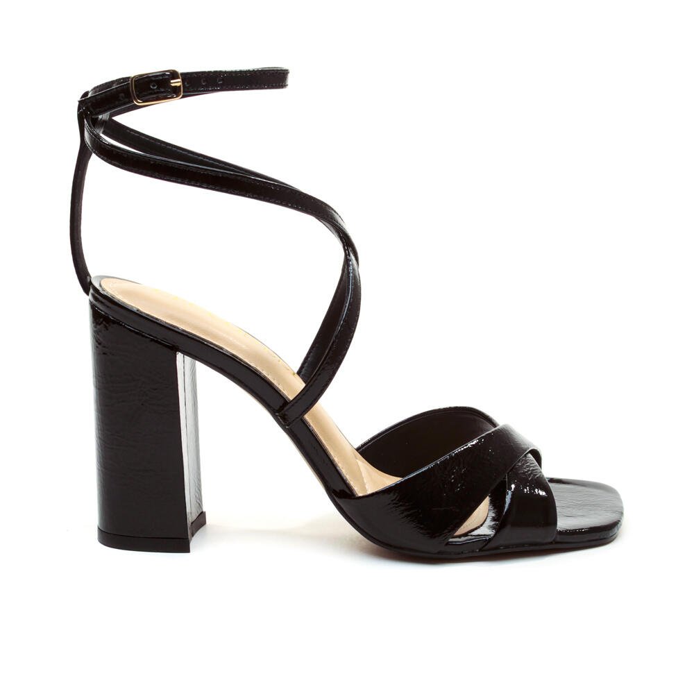 Sandália Couro Preto Salto Alto Cecconello 2702001-3