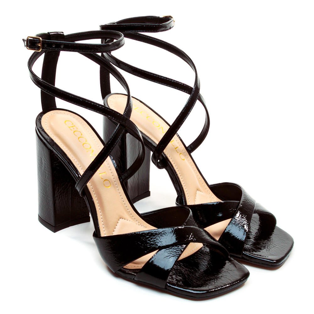 Sandália Couro Preto Salto Alto Cecconello 2702001-3 Preto 5