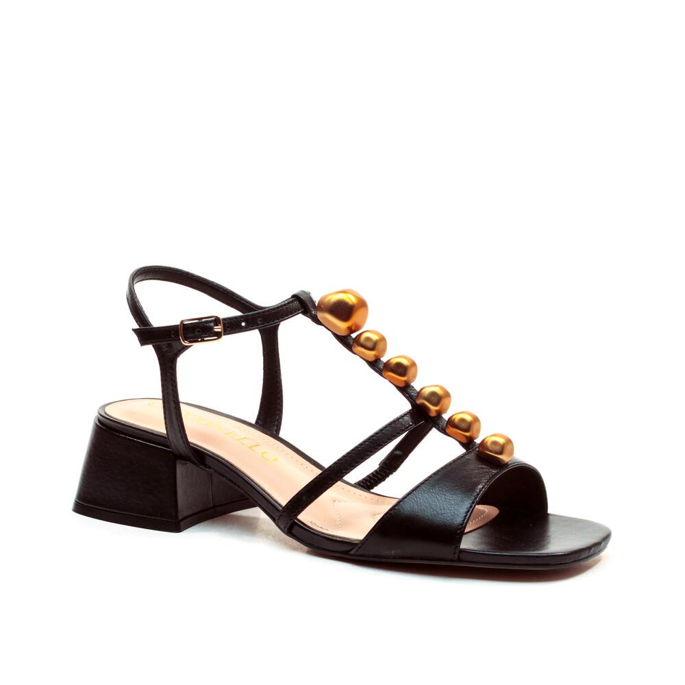 Sandália Couro Preto Salto Bloco Baixo Cecconello 2687002-1 Preto 3
