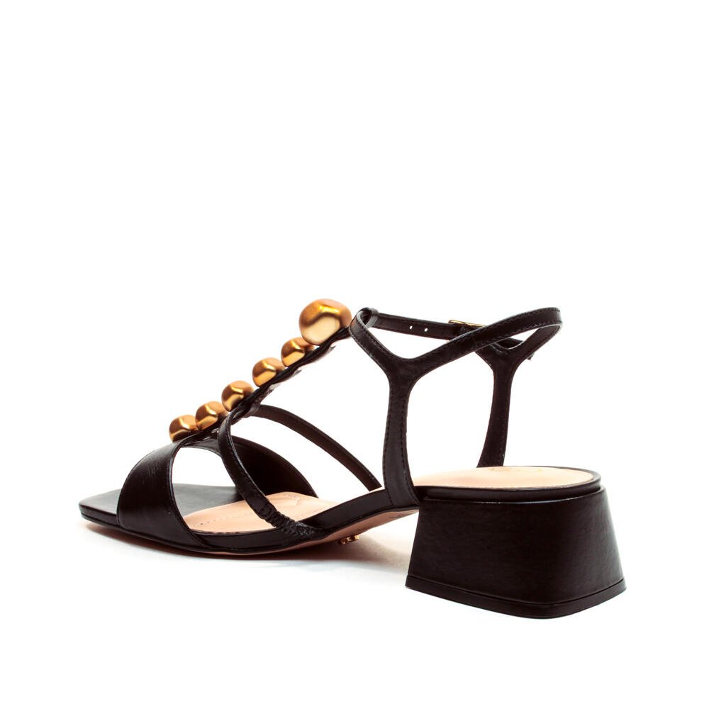 Sandália Couro Preto Salto Bloco Baixo Cecconello 2687002-1 Preto 4