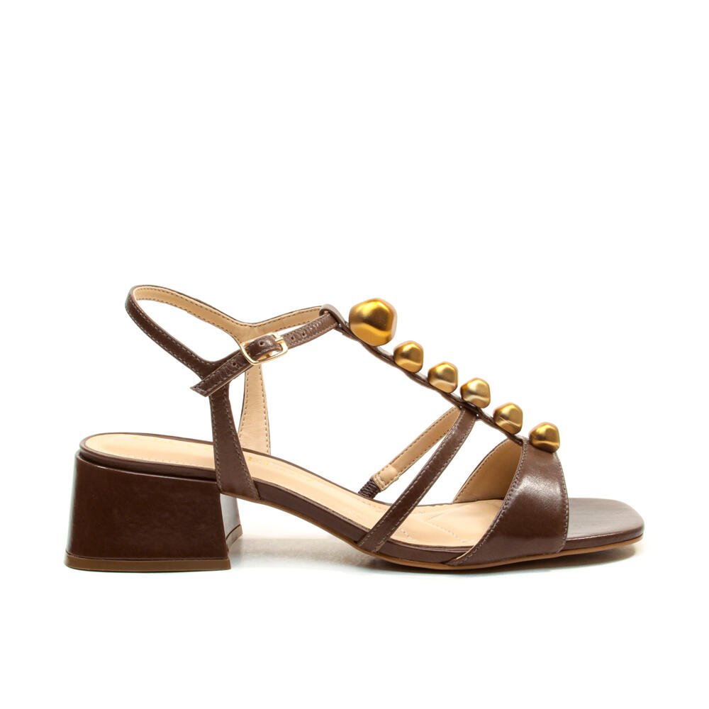 Sandália Couro Marrom Salto Bloco Baixo Cecconello 2687002-2 Marrom 3