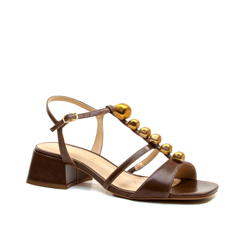 Sandália Couro Marrom Salto Bloco Baixo Cecconello 2687002-2 Marrom 5