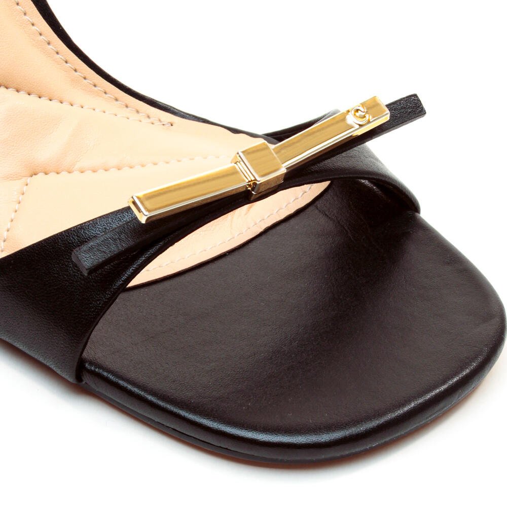 Sandália Couro Preto Salto Alto Cecconello 2691001-2 Preto/Dourado 5