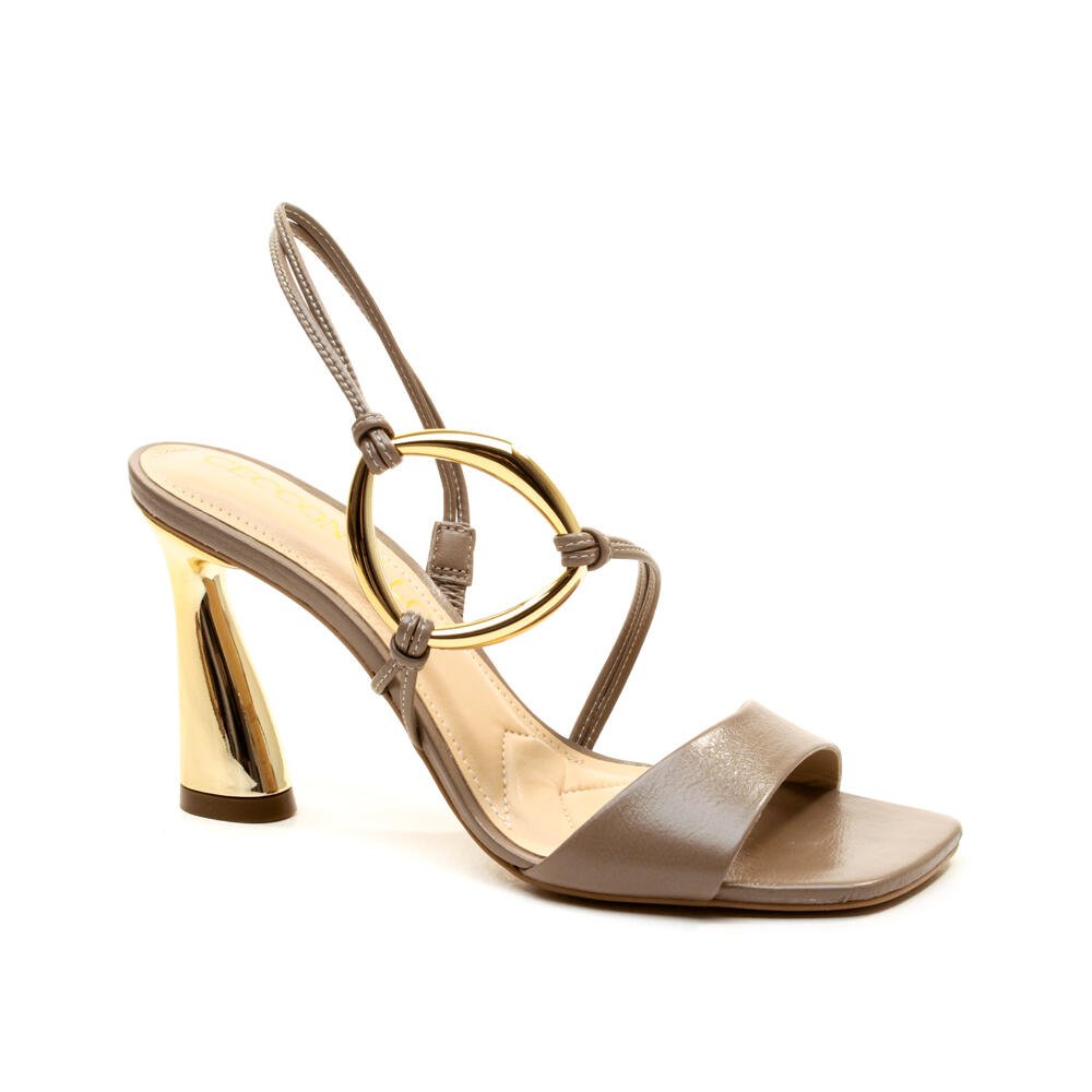 Sandália Couro Marrom Salto Alto Cecconello 2693001-2 Marrom/Dourado 5