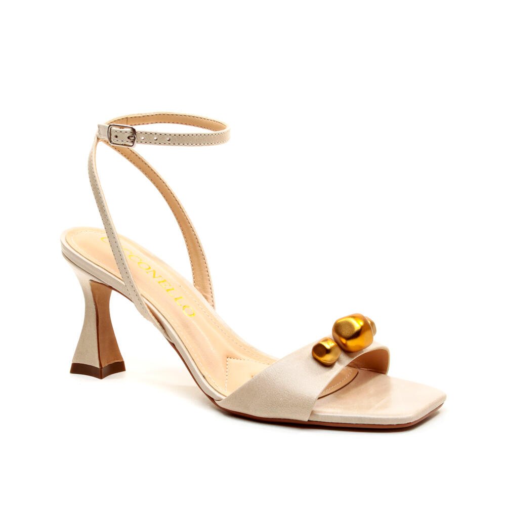 Sandália Couro Off White Salto Médio Cecconello 2694001-2 Off White 3