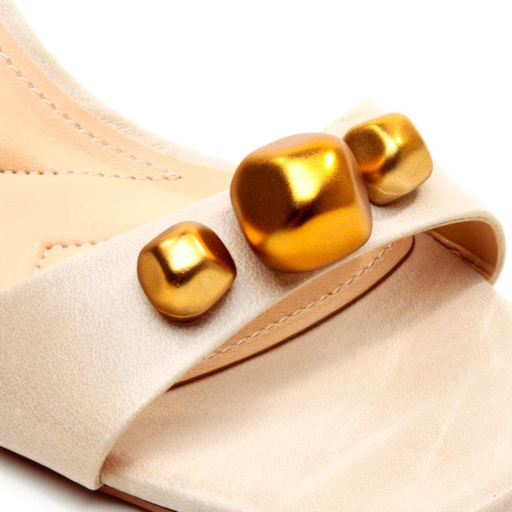 Sandália Couro Off White Salto Médio Cecconello 2694001-2 Off White 5