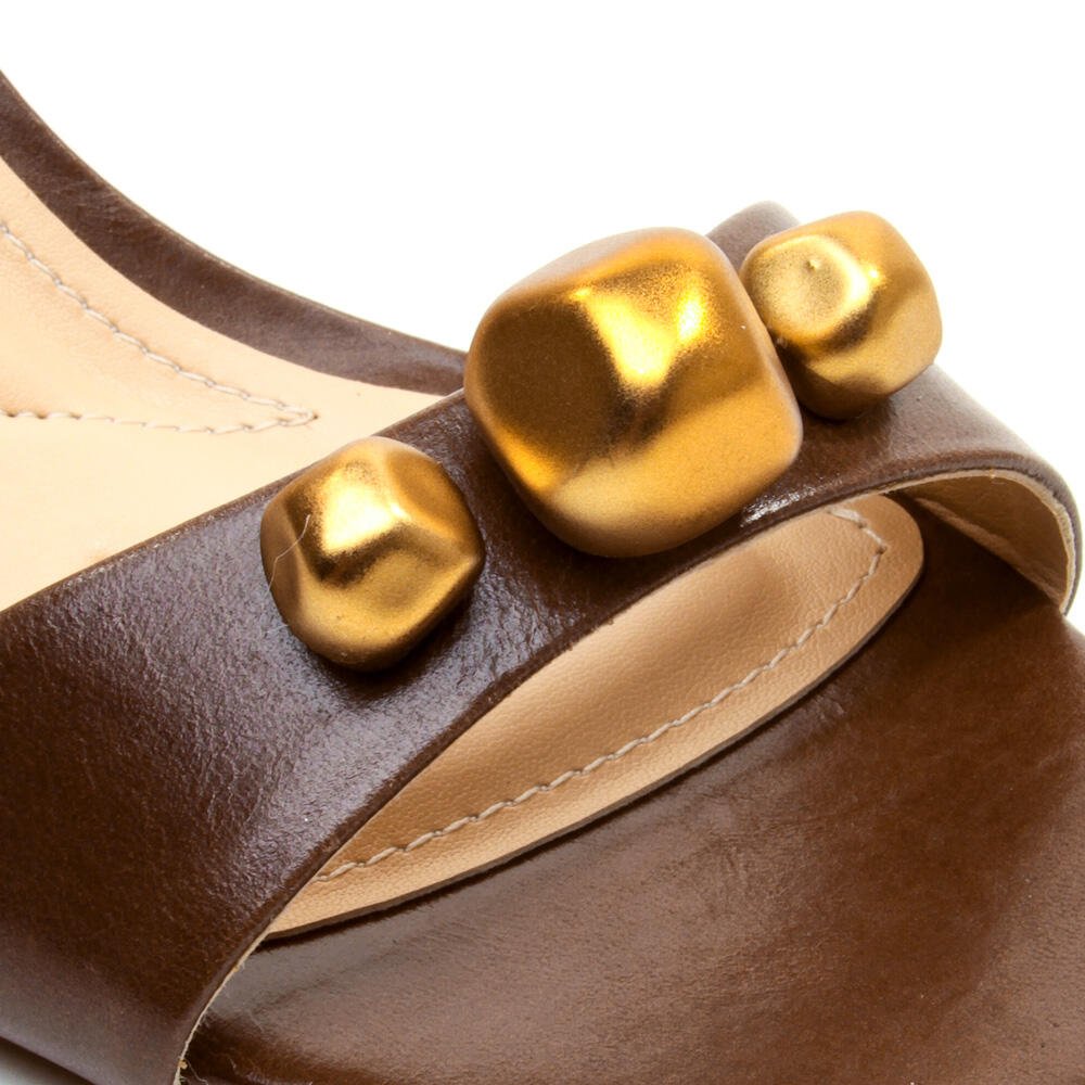 Sandália Couro Marrom Salto Médio Cecconello 2694001-3 Marrom 4