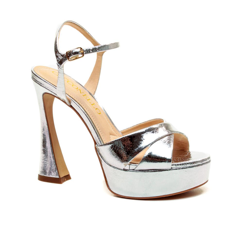 Sandália Couro Prata Plataforma Cecconello 2700001-1 Prata 3