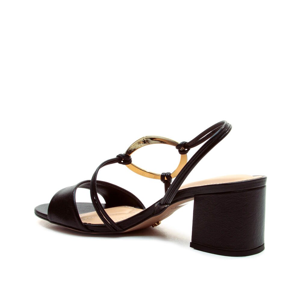 Sandália Couro Preto Salto Bloco Médio Cecconello 2709001-2 Preto 3