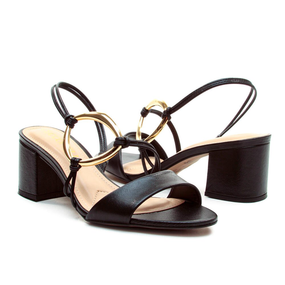 Sandália Couro Preto Salto Bloco Médio Cecconello 2709001-2 Preto 4