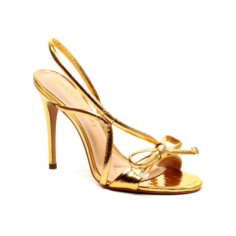 Sandália Couro Ouro Salto Alto Cecconello 2669002-2 Ouro 3