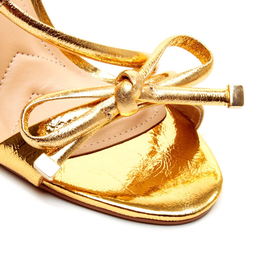 Sandália Couro Ouro Salto Alto Cecconello 2669002-2 Ouro 5