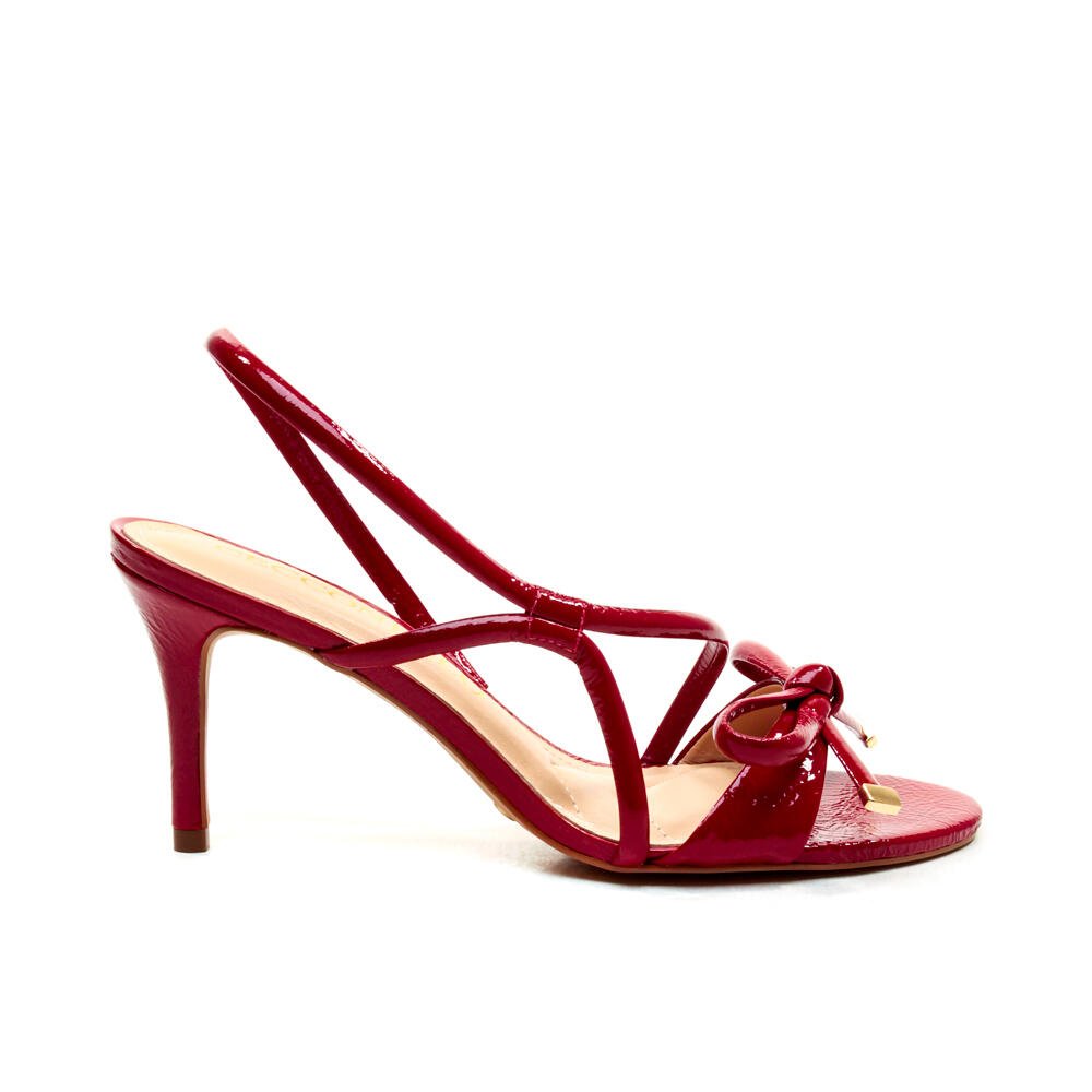 Sandália Couro Vermelho Salto Médio Cecconello 2690001-5