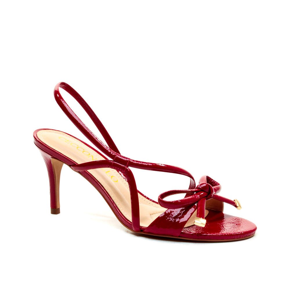 Sandália Couro Vermelho Salto Médio Cecconello 2690001-5 Vermelho 2