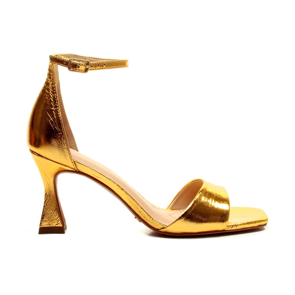 Sandália Couro Ouro Salto Médio Cecconello 2694002-5