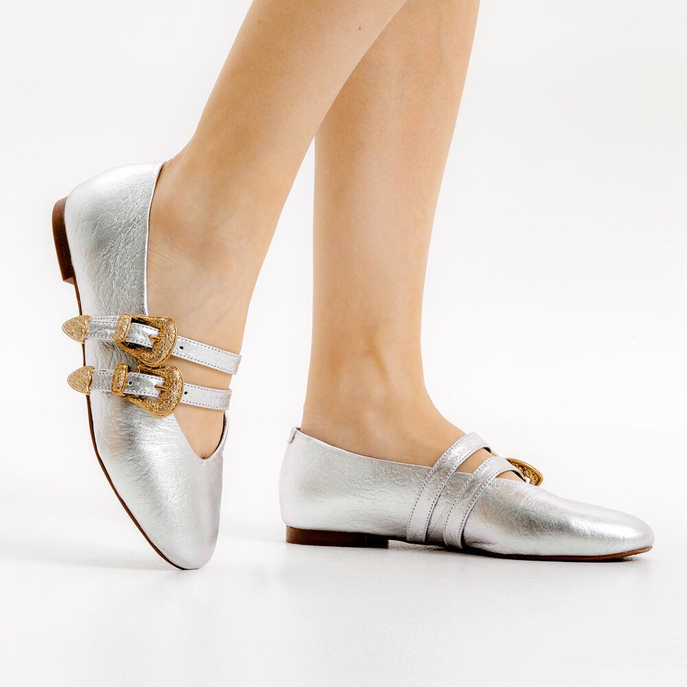 Sapatilha Couro Prata Cecconello 2635002-2 Prata/Dourado 2