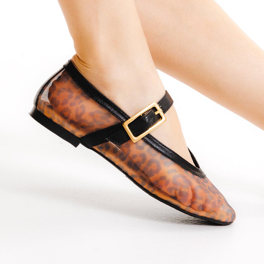 Sapatilha Couro Preto Cecconello 2635007-1 Preto/Onça 2