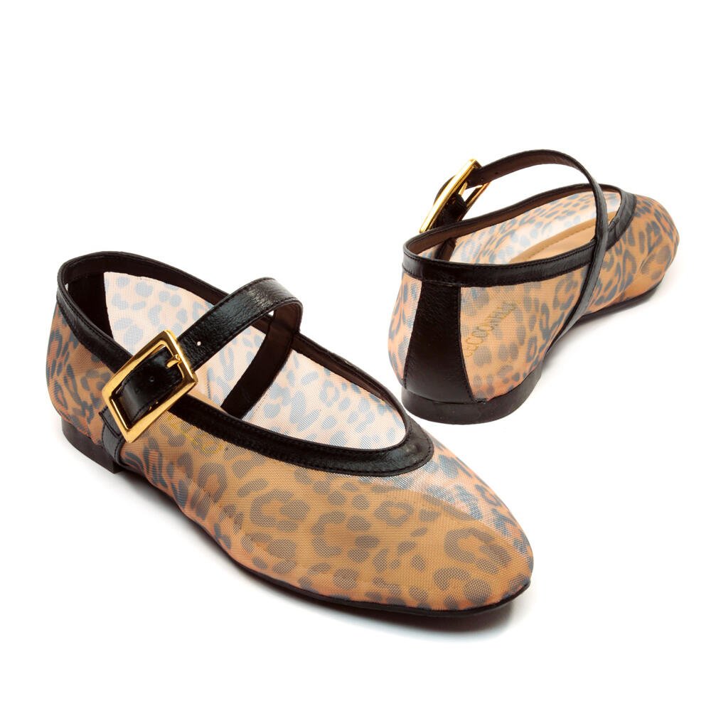 Sapatilha Couro Preto Cecconello 2635007-1 Preto/Onça 5