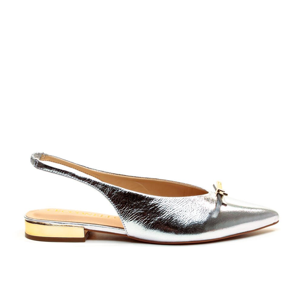 Sapatilha Slingback Couro Prata Cecconello 2641002-1