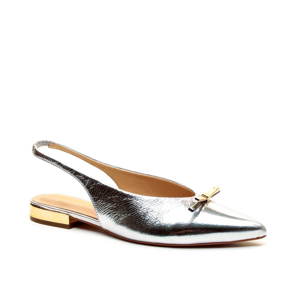Sapatilha Slingback Couro Prata Cecconello 2641002-1 Prata 3