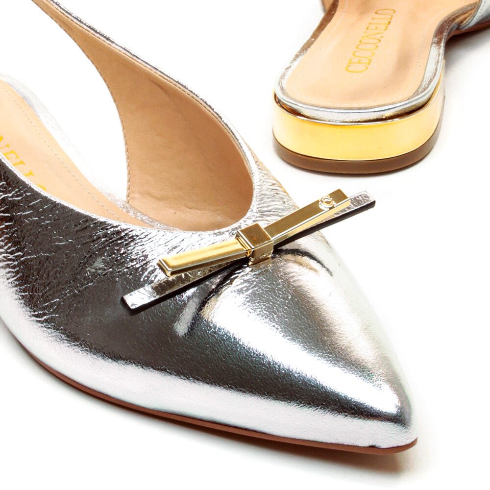Sapatilha Slingback Couro Prata Cecconello 2641002-1 Prata 5
