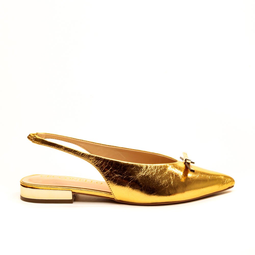 Sapatilha Slingback Couro Ouro Cecconello 2641002-2 Ouro 3