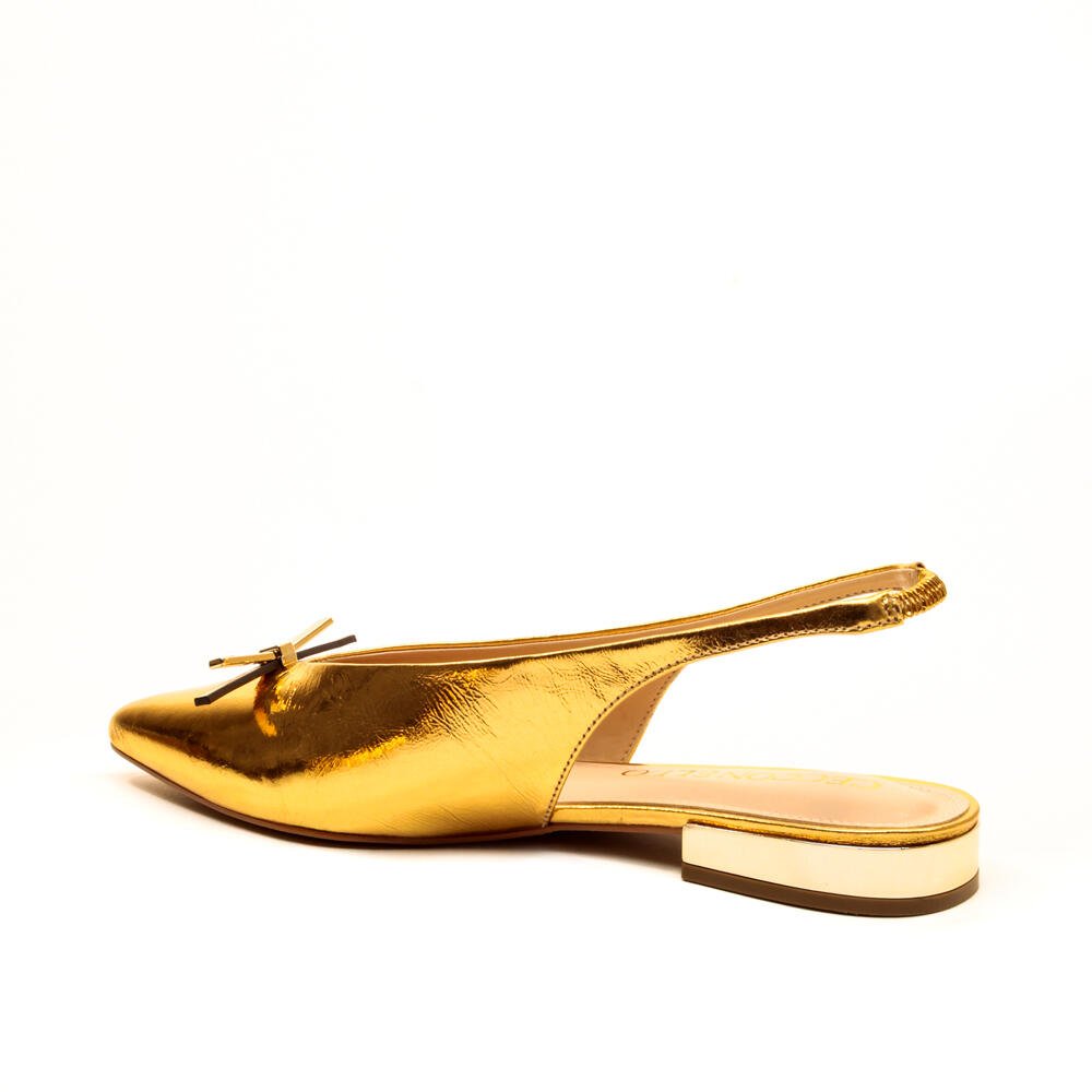 Sapatilha Slingback Couro Ouro Cecconello 2641002-2