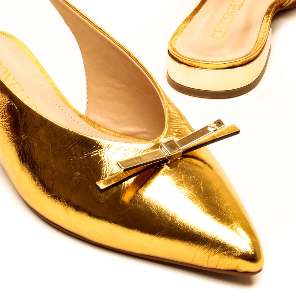 Sapatilha Slingback Couro Ouro Cecconello 2641002-2 Ouro 5