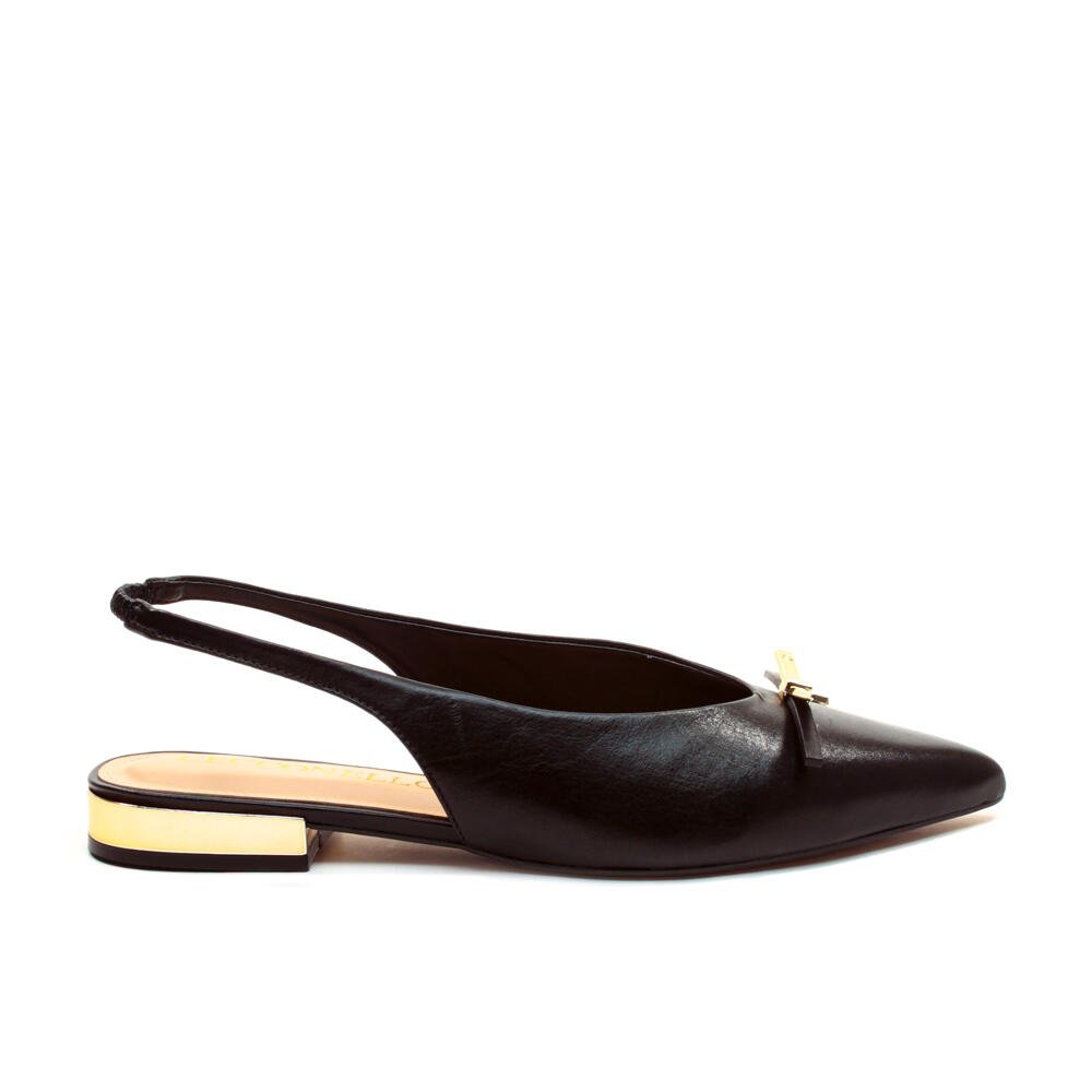 Sapatilha Slingback Couro Preto Cecconello 2641002-3
