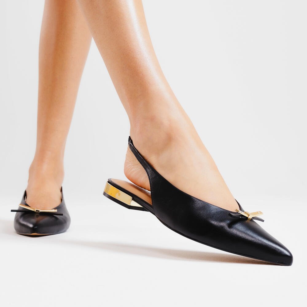 Sapatilha Slingback Couro Preto Cecconello 2641002-3 Preto 2