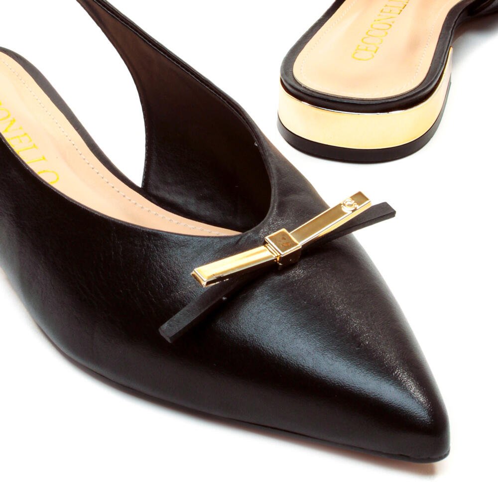 Sapatilha Slingback Couro Preto Cecconello 2641002-3 Preto 5