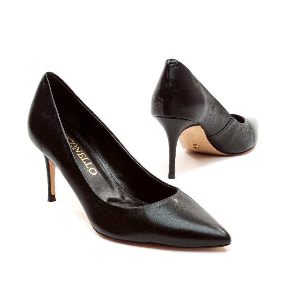 Scarpin Couro Preto Salto Médio Cecconello 2399001-3 Preto 4