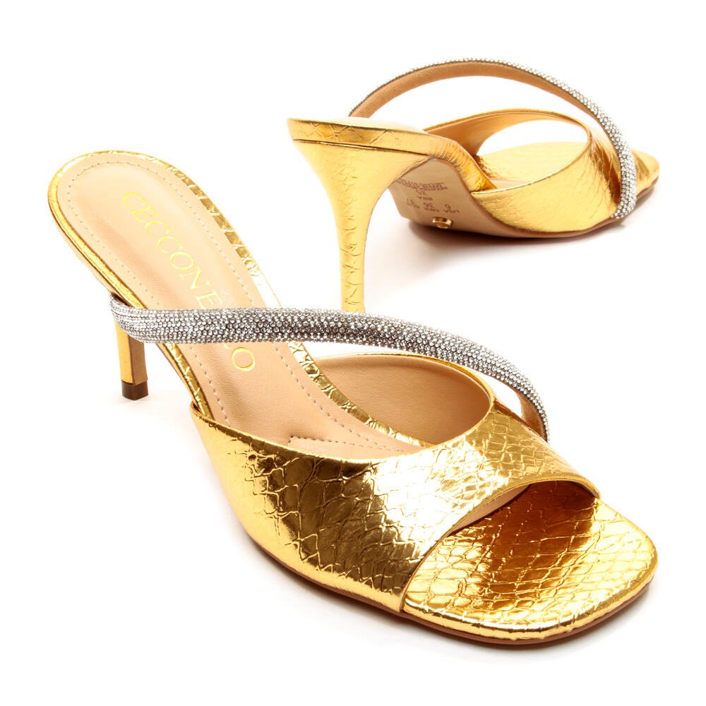 Tamanco Ouro Salto Médio Cecconello 2546004-2 Ouro 5