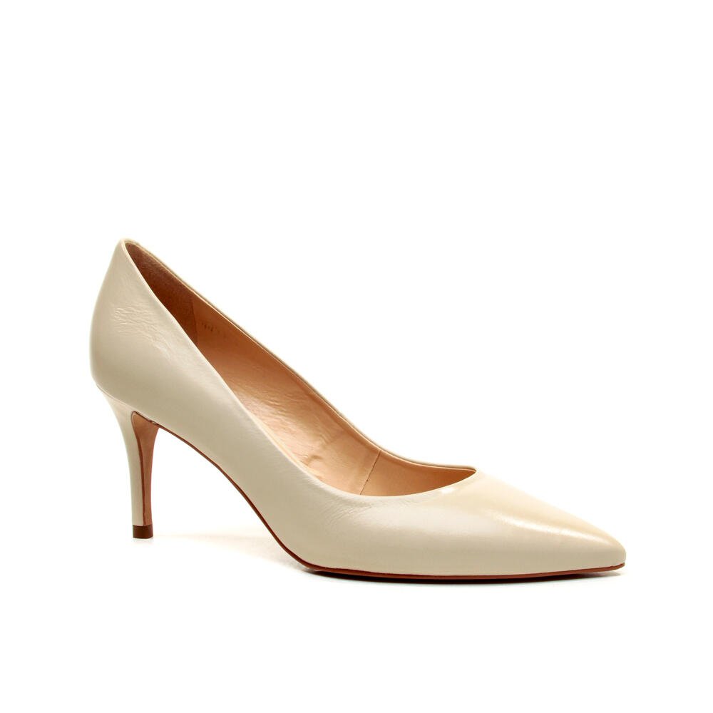 Scarpin Couro Off White Salto Médio Cecconello 2399001-21 Off White 2