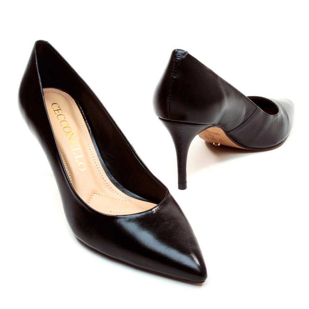 Scarpin Couro Preto Salto Médio Cecconello 2399001-22 Preto 4